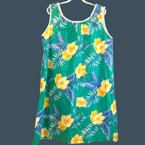 Paradise Hawaii Womens L Cotton MuMu Vtg Sleeveless Pocket Green